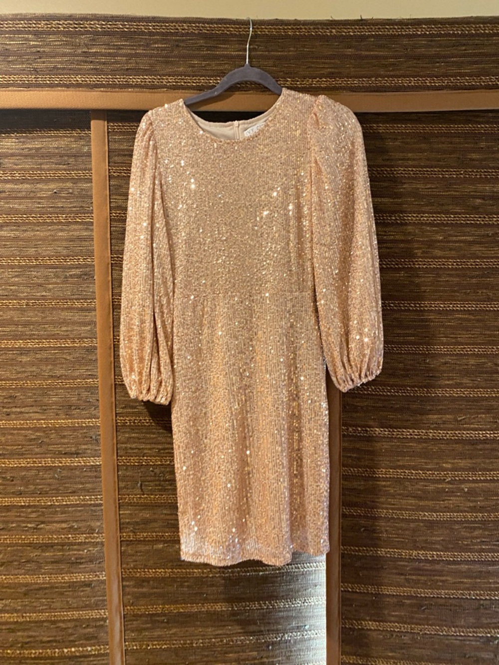 Ivy City Co Blush Sequin Puff-Sleeve Mini Dress